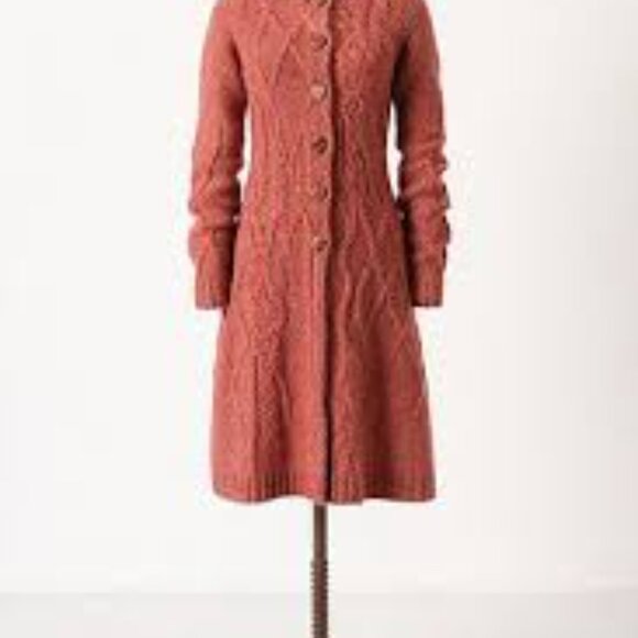 Anthropologie Far Away Close Coiled Cable Knit Wool Duster Sweater - Picture 8 of 8